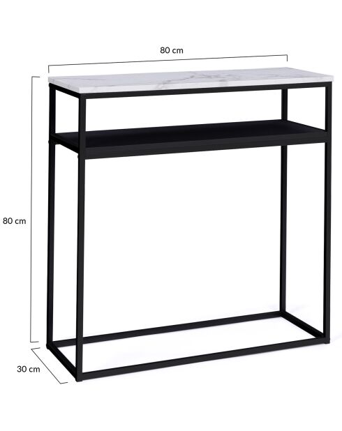 Console double Glam marbre/noir - 80x30x80 cm