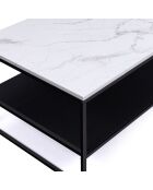 Table basse double plateau Glam marbre/noir - 113x60x45 cm