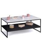 Table basse double plateau Glam marbre/noir - 113x60x45 cm