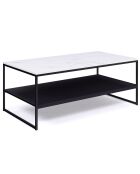 Table basse double plateau Glam marbre/noir - 113x60x45 cm