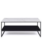 Table basse double plateau Glam marbre/noir - 113x60x45 cm