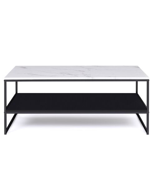 Table basse double plateau Glam marbre/noir - 113x60x45 cm