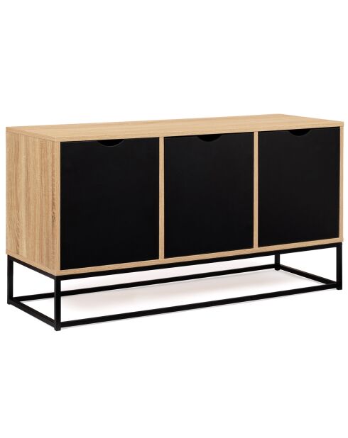 Buffet bas 3 portes Liverpool bois/noir - 113x40x60 cm