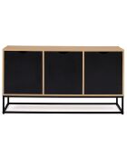 Buffet bas 3 portes Liverpool bois/noir - 113x40x60 cm