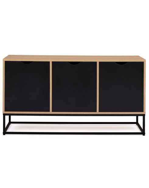 Buffet bas 3 portes Liverpool bois/noir - 113x40x60 cm