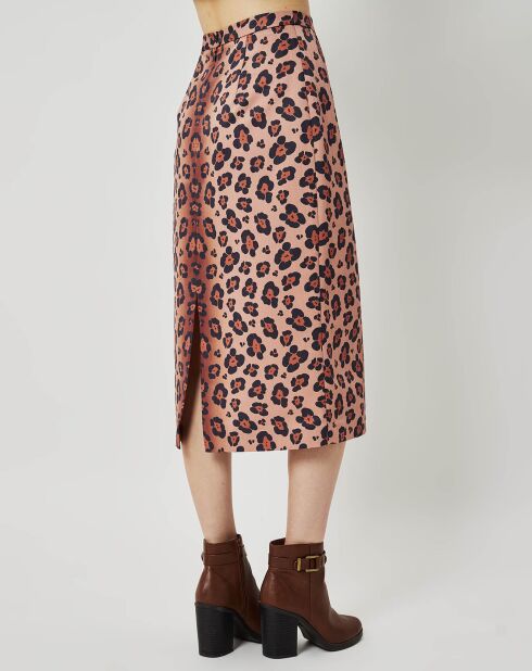 Jupe Panther Fleur marron