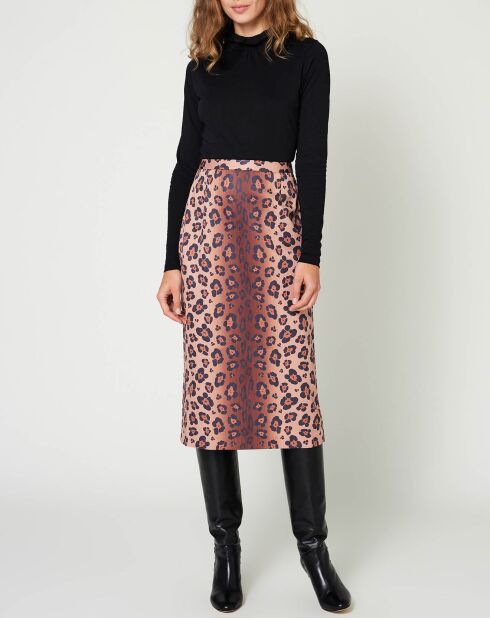 Jupe Panther Fleur marron