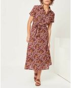 Robe longue Joy imprimée bordeaux
