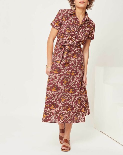 Robe longue Joy imprimée bordeaux