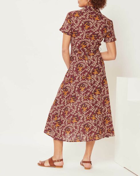 Robe longue Joy imprimée bordeaux