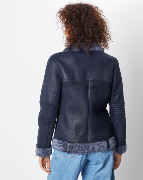 Blouson en Peau Lainée Nola marine