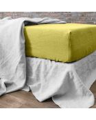 Drap housse 100% lin lavé bonnet 30 cm vert