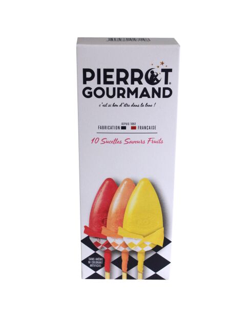 Etui de 10 Sucettes Pierrot Gourmand Fer de Lance 160 gr