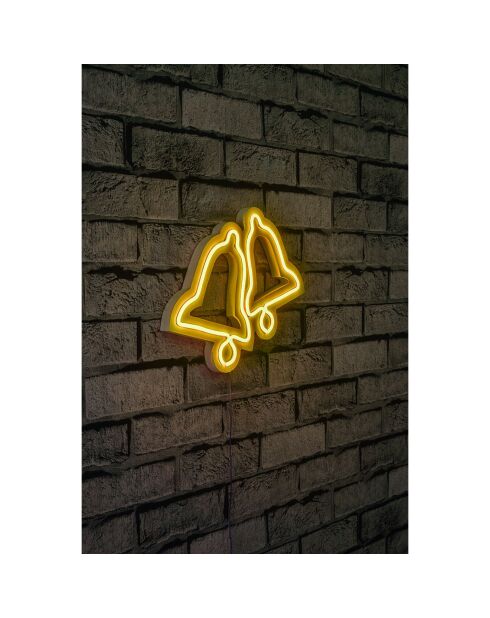 Néon LED décoratif mural Bells jaune - 30x24 cm
