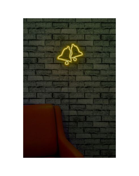 Néon LED décoratif mural Bells jaune - 30x24 cm