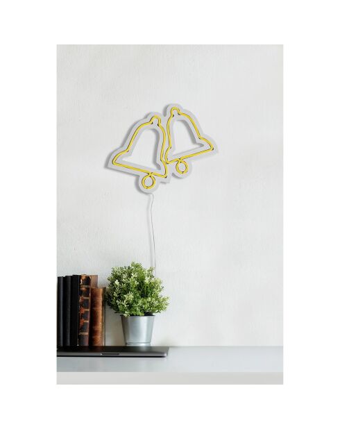 Néon LED décoratif mural Bells jaune - 30x24 cm