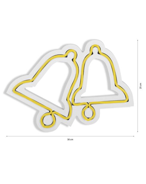 Néon LED décoratif mural Bells jaune - 30x24 cm