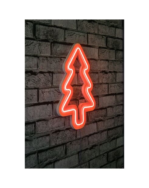 Néon LED décoratif mural Christmas Pine rouge - 21x30 cm