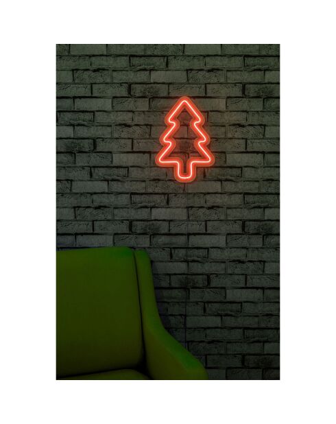 Néon LED décoratif mural Christmas Pine rouge - 21x30 cm