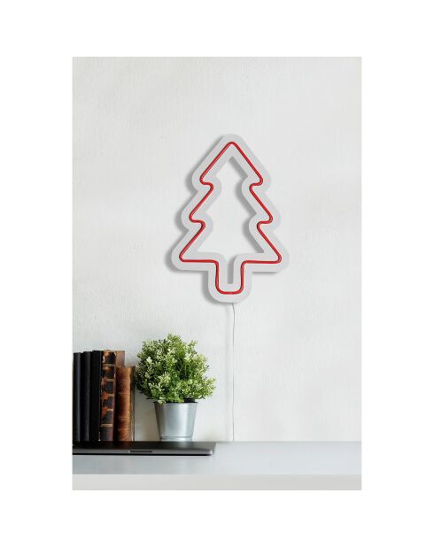 Néon LED décoratif mural Christmas Pine rouge - 21x30 cm