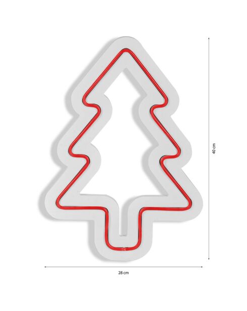 Néon LED décoratif mural Christmas Pine rouge - 21x30 cm