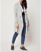 Gilet 100% Laine Flora gris clair/écru