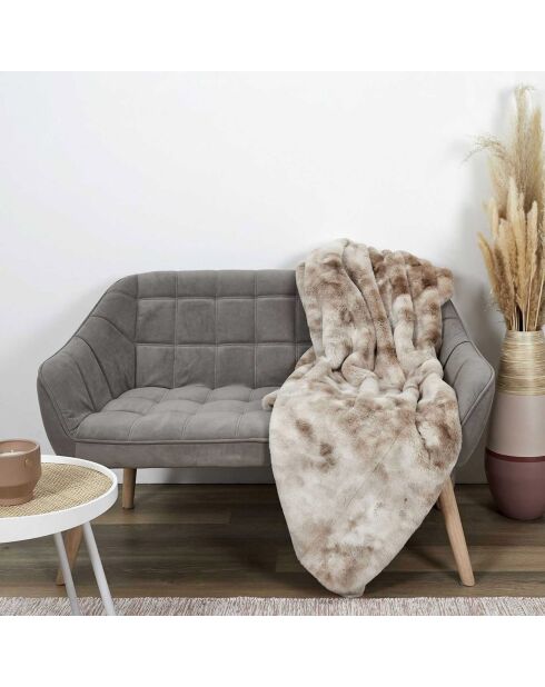 Plaid imitation fourrure Opulence blanc/marron - 140x200 cm