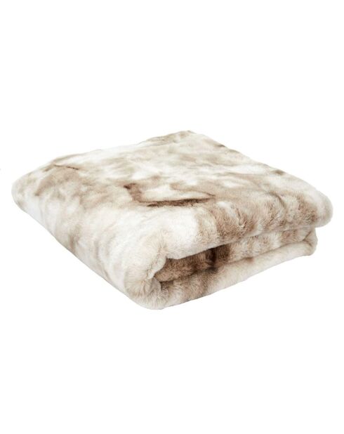 Plaid imitation fourrure Opulence blanc/marron - 140x200 cm