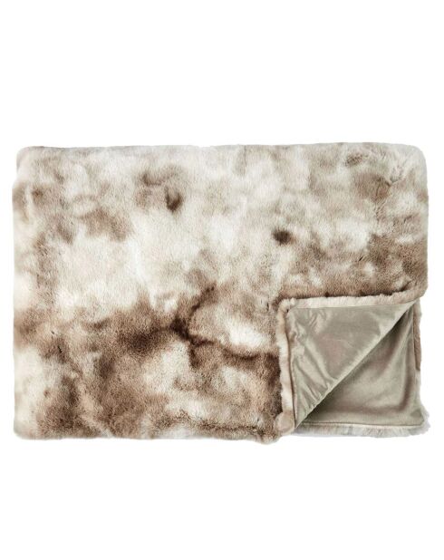 Plaid imitation fourrure Opulence blanc/marron - 140x200 cm