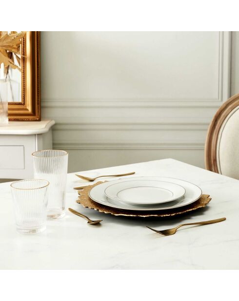 6 Verres striés liseret gold dorés - 40 cl