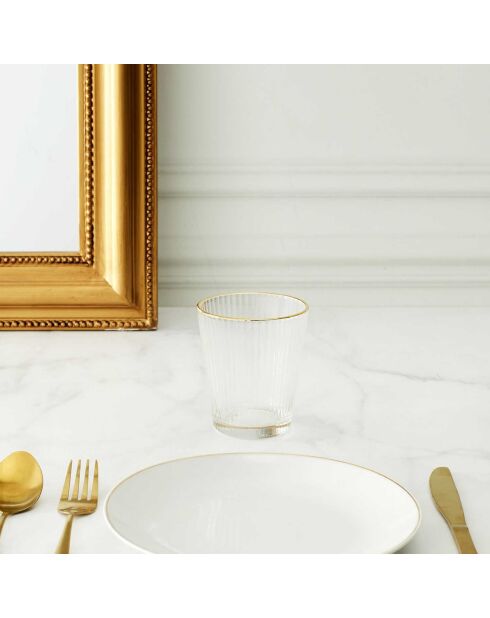 6 Verres striés liseret gold dorés - 35 cl