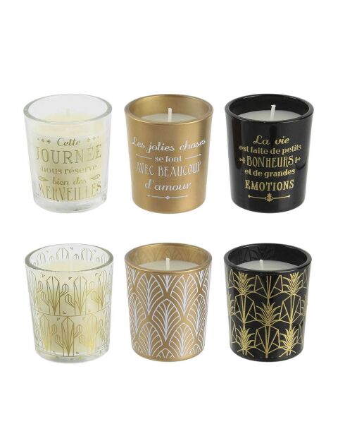 6 Bougies parfumées art Vanille noires - 7h