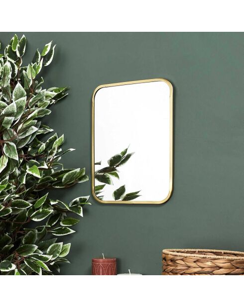 Miroir déco contour doré carré cuivre - 25x34 cm