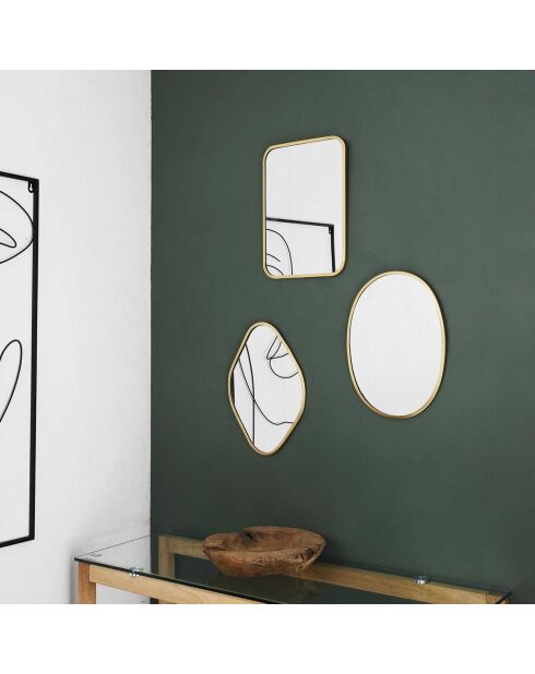Miroir déco contour doré carré cuivre - 25x34 cm