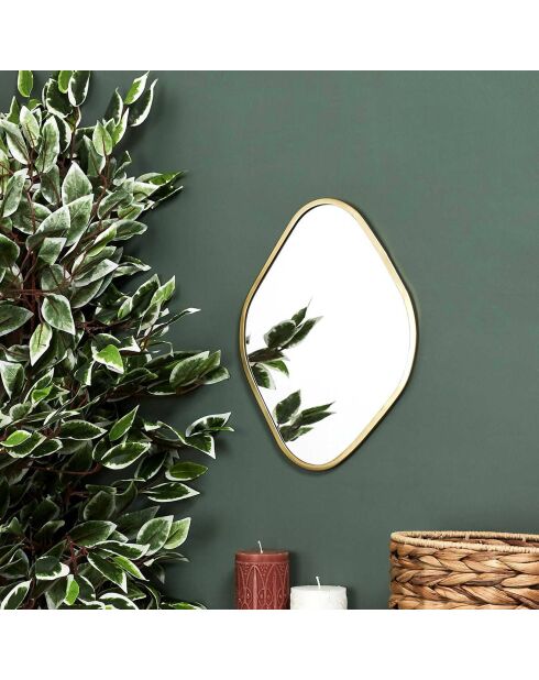 Miroir déco contour doré losange cuivre - 25x34 cm