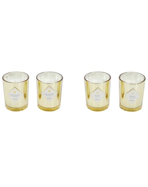 4 Bougies parfumées Figue/Orchidée Blanche doré/blanc/noir - 19h