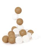 Guirnalda de bolas blanca/dorada de 20 LED - 345 cm