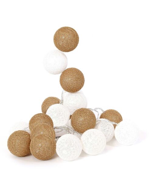Guirlande boules 20 LED blanc/doré - 345 cm