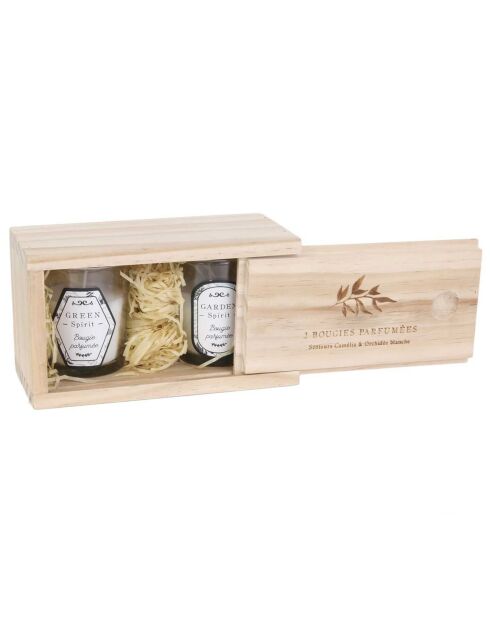 2 Bougies parfumées nature Fleurs de printemps/Orchidée blanche - 14h