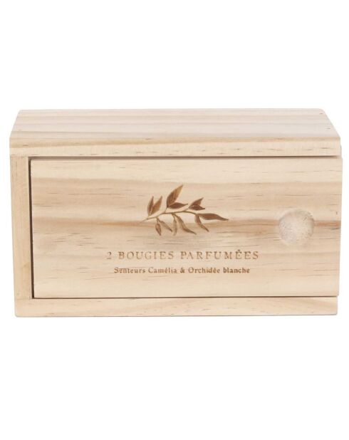 2 Bougies parfumées nature Fleurs de printemps/Orchidée blanche - 14h