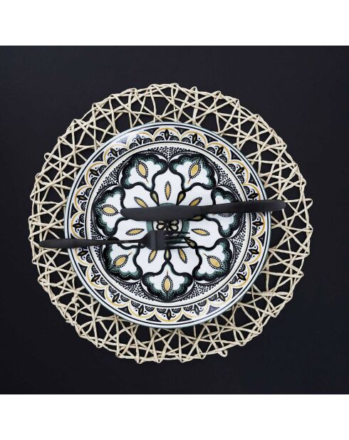 3 beigefarbene Tischsets mit Lochmuster - 38x38 cm