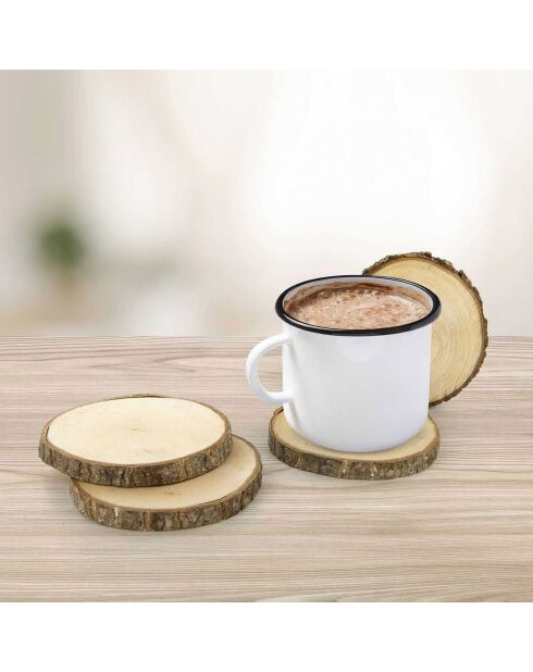 4 Dessous de verre rondin bois - 11x11 cm