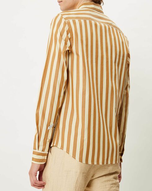 Chemise Pocket à rayures marron/jaune