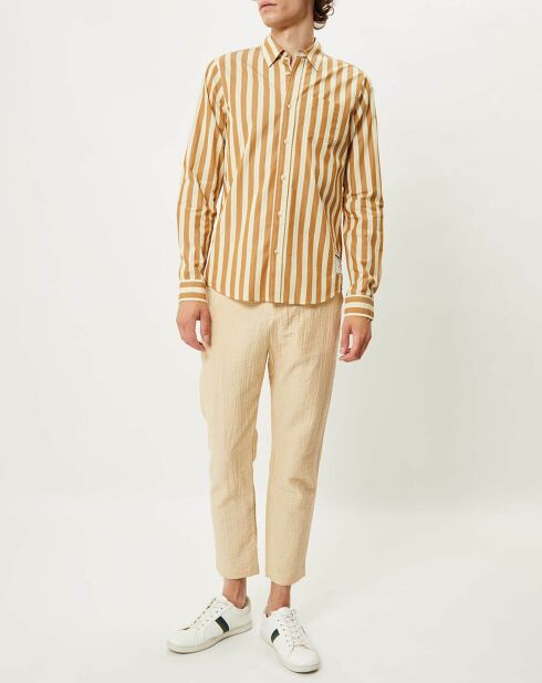 Chemise Pocket à rayures marron/jaune