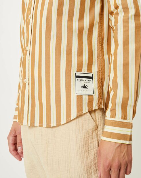 Chemise Pocket à rayures marron/jaune