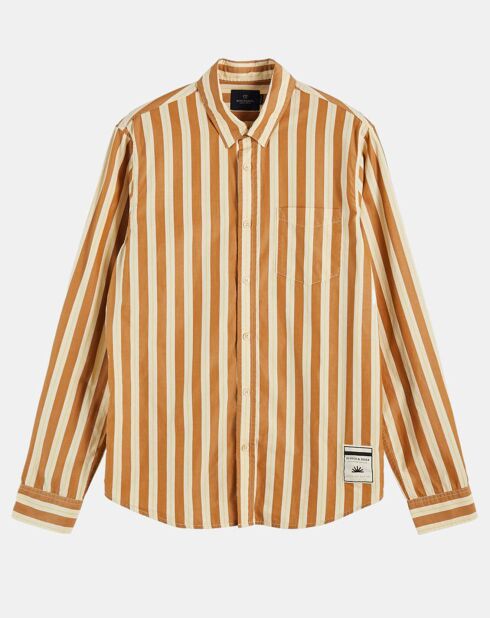 Chemise Pocket à rayures marron/jaune