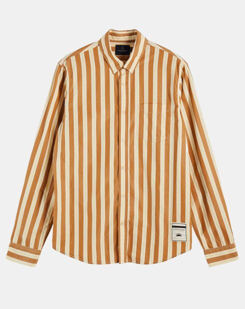Chemise Pocket à rayures marron/jaune