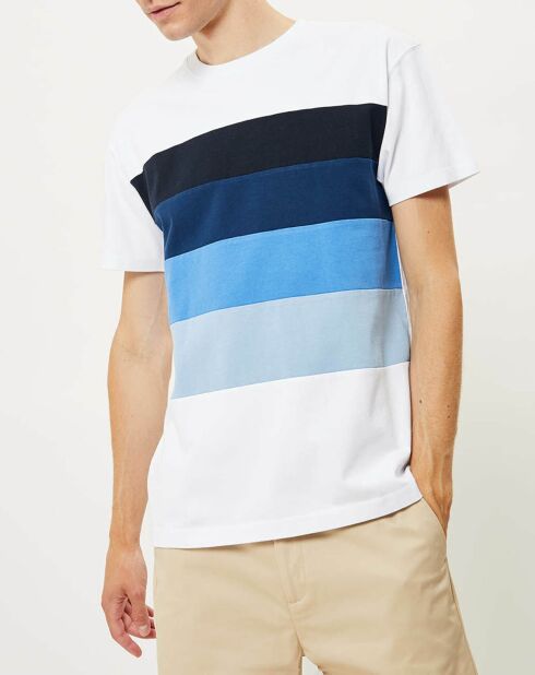 T-Shirt Colorblock blanc/bleu