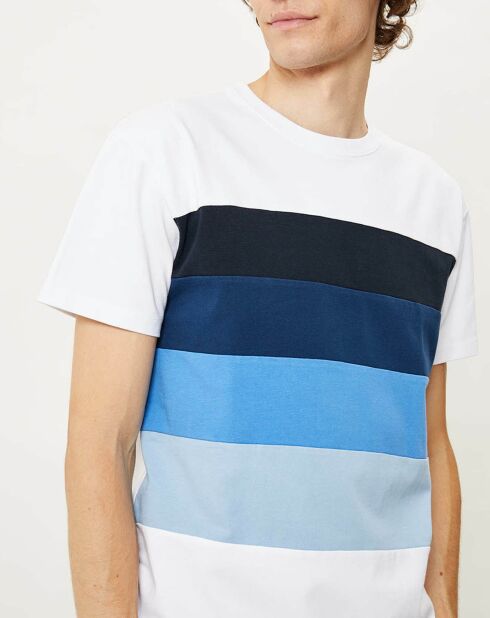 T-Shirt Colorblock blanc/bleu