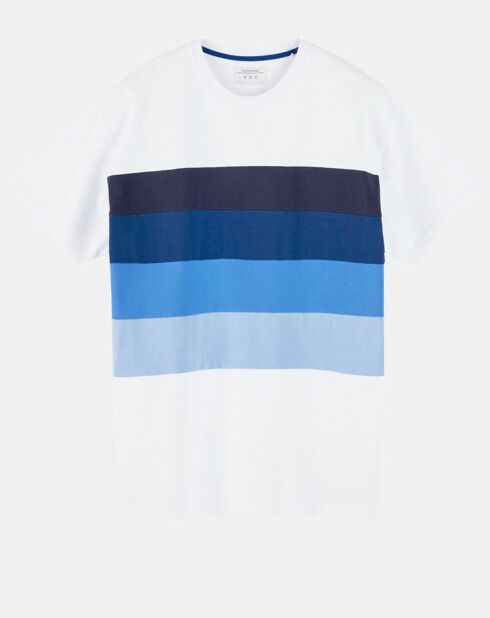 T-Shirt Colorblock blanc/bleu